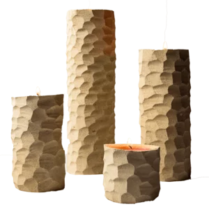 Quartetto di porta candele in pietra leccese, Linea Mosaico