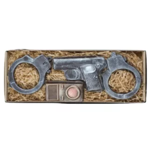 Polizisten-Set: Pistole und Schokoladen-Handschellen, 200g