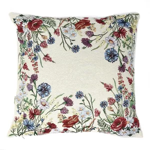 Taie d'oreiller en tissu gobelin, style shabby chic avec fleurs sauvages, 44×44cm