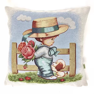Federa per cuscino in tessuto gobelin, stile shabby chic con bambino, 44×44cm