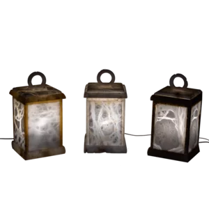 Lampe lanterne avec albâtre, 16x16cm, hauteur 31cm