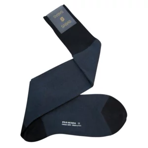 Lange Piqué-Socken für Herren, 100% Lisle-Faden, blaue Farbe