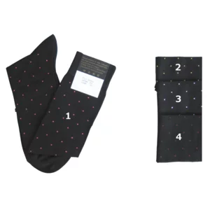 Lange schwarze gepunktete Socken, 95% Schottland-Garn, schwarze gepunktete Farbe