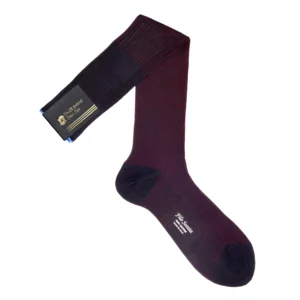 Lange Socken für Herren in Double Twisted Lisle Blue und Bordeaux