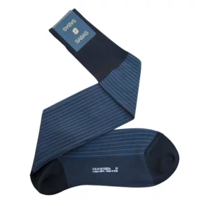 Lange Jacquard-Socken für Herren, 100% Lisle-Garn, blaue Farbe