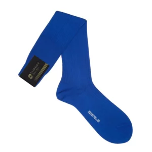 Lange gerippte Socken, 100% Lisle-Garn, hellblaue Farbe