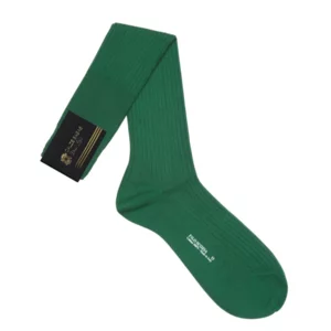 Chaussettes longues côtelées, 100% fil d'écosse, coloris vert clair