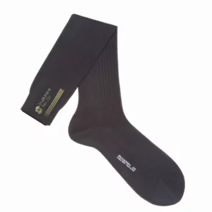 Lange gerippte Socken, 100 % Lisle-Garn, Farbe anthrazit