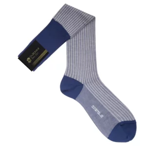 Lange Socken für Herren 100% lisle, blau und weiß