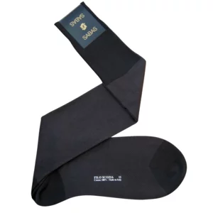 Lange Piqué-Socken für Herren, 100% Schottland-Garn, dunkelgraue Farbe
