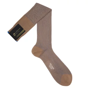 Calze uomo lunghe filo di scozia doppio ritorto beige e blu