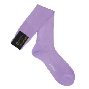 Chaussettes longues côtelées, 100% fil d'écosse, coloris lilas