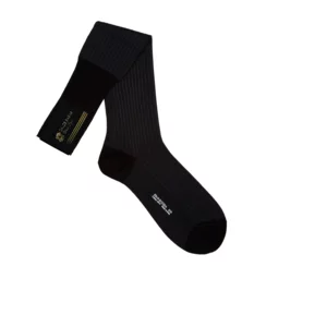Lange Jacquard-Socken für Herren, 100% Lisle-Garn, Farbe schwarz