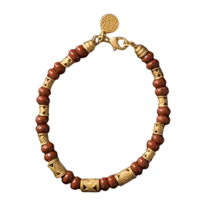 Bracciale in diaspro rosso con elementi a spirale in bagno d’oro 24k, Galeria el Dorado