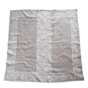 Nappe imprimée main en pur lin, 150x150cm