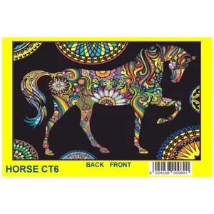 Cartellina con disegno in velluto da colorare, Cavallo mandala