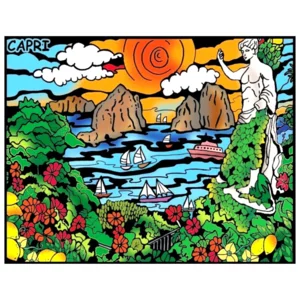 Quadro small con disegno in velluto da colorare: Capri, 21x29,7cm
