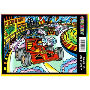 Kleines Gemälde mit Samtzeichnung zum Ausmalen: Formula One, 21x29,7cm