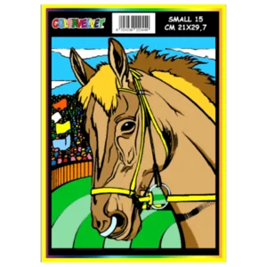 Quadro small con disegno in velluto da colorare: Cavallo, 21x29,7cm