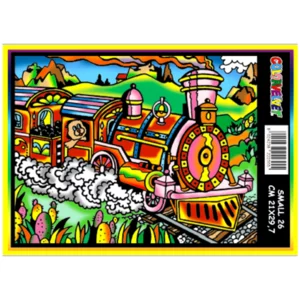 Quadro small con disegno in velluto da colorare: Treno, 21x29,7cm