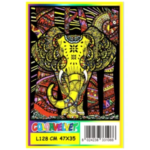Großes Gemälde mit Samtzeichnung zum Ausmalen: Vertikaler Elefant, 47x35cm