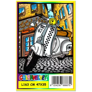 Quadro large con disegno in velluto da colorare: Vespa, 47x35cm