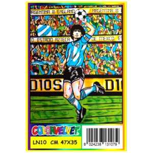 Großes Gemälde mit Samtzeichnung zum Ausmalen: Maradona vert.., 47x35cm