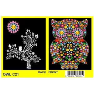 Raccoglitore con disegno in velluto da colorare, Gufo, 27x37x4cm.