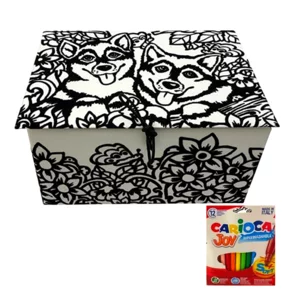 Box da colorare in velluto e cartoncino  pennarelli inclusi: husky