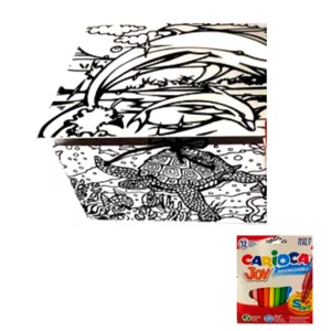 Box da colorare con disegni tracciato in velluto, Delfini