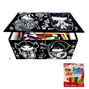 Box da colorare con disegni tracciato in velluto, Bamboline