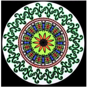 Samtfarbenes Mandala mit Markern inklusive: Meditation