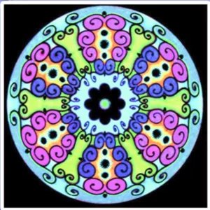 Samtfarbenes Mandala mit Markern enthalten: Balance