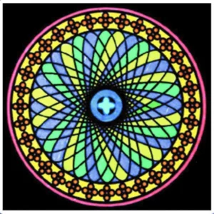 Samtfarbenes Mandala mit Markern enthalten: innere Stärke