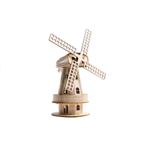 Puzzle 3D in legno, Mulino a vento con pannello solare