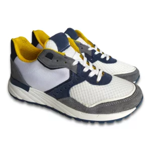 Sneakers uomo sportive in pelle scamosciata e tela con fomdo gomma a zeppa
