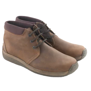 Desert Boots aus braunem Nubuk, gefüttert mit Wolle, Fahrersohle aus Gummi
