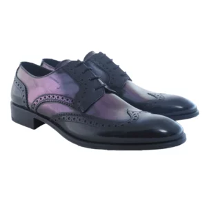 Herren-Derby-Schuhe im englischen Stil aus zweifarbig glänzendem Leder
