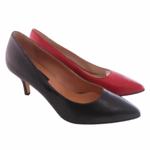 Dekolleté-Schuhe mit 6 cm Absatz, in schwarzem oder rotem Nappaleder, Ledersohle