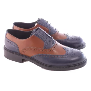 Zweifarbige Herren-Derby-Schuhe in Vintage, Blau und Leder