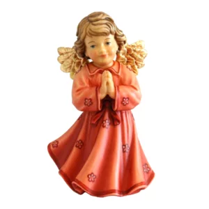 Betender Engel aus Holz, rot, 8cm
