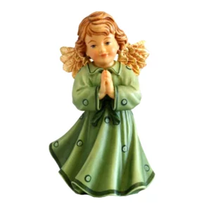 Betender Engel aus Holz, grün, 8 cm