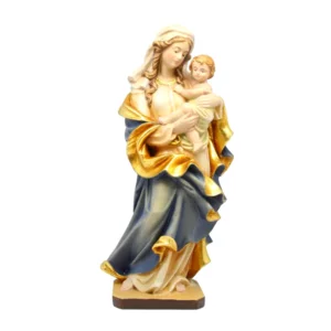 Madonna des Herzens Holzstatue, weißes Tuch, 15 cm