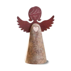 Engel mit Holzherz, 15,5cm