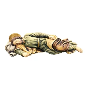 Schlafender Heiliger Josef mit Holz, ölfarben, 15 cm