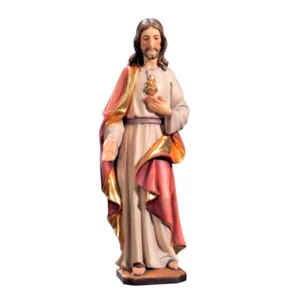 Heiliges Herz Jesu in Holz geschnitzt, mit Öl gefärbt, 15 cm