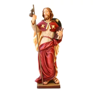 San Giacomo di Compostella scolpito in legno, colorato a olio, 12cm