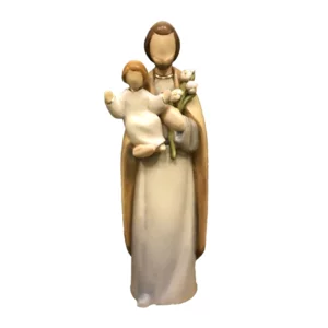 Heiliger Josef mit Jesuskind und Lilie aus Holz, mit Öl gefärbt, 12 cm
