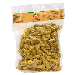 Entsteinte grüne Oliven im Beutel, 500g