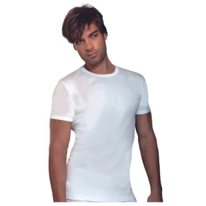 Maglietta intima uomo paricollo, mezza manica, bianco, conf. da 3pz